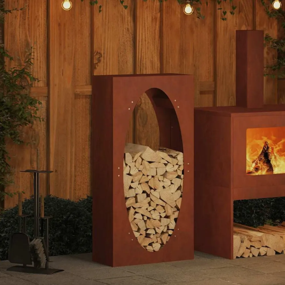 vidaXL Leñero 50x23x100 cm acero corten Acero oxidado