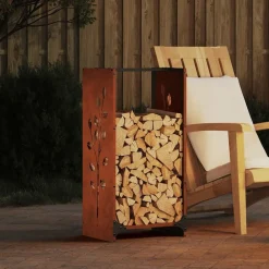 vidaXL Accesorios Para Hornos De Leña Y Chimeneas-Leñero 40x30x80 cm acero corten