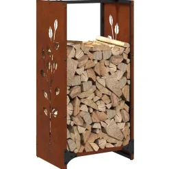 vidaXL Accesorios Para Hornos De Leña Y Chimeneas-Leñero 40x30x80 cm acero corten