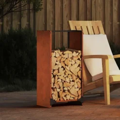 vidaXL Leñero 40x30x80 cm acero corten Acero oxidado Online