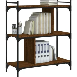 vidaXL Estanterías-Librería 3 estantes madera ingeniería marrón roble 76x32x88 cm