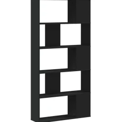 vidaXL Estanterías-Librería 5 niveles madera ingeniería negra 80,5x23,5x162,5 cm