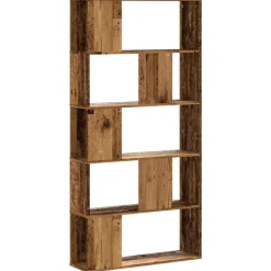 vidaXL Estanterías-Librería 5 niveles madera color envejecido 80,5x23,5x162,5 cm