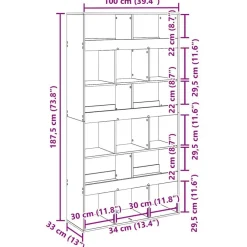 vidaXL Estanterías-Librería 2 pcs 100 x 33 x 187,5 cm
