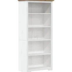 vidaXL Estanterías-Librería BODO 5 estantes madera maciza pino marrón 82x40x173 cm