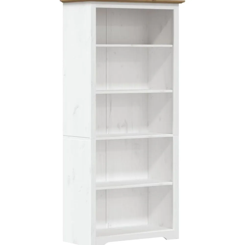 vidaXL Estanterías-Librería BODO 5 estantes madera maciza pino marrón 82x40x173 cm