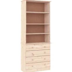 vidaXL Librería con cajones ALTA madera maciza de pino 77x35x186,5 cm Natural Online