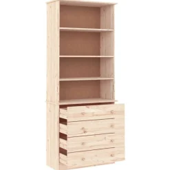 vidaXL Librería con cajones ALTA madera maciza de pino 77x35x186,5 cm Natural Online
