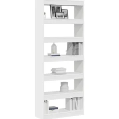 vidaXL Librería con estante 80 x 30 x 198 cm Madera de ingeniería White Clearance