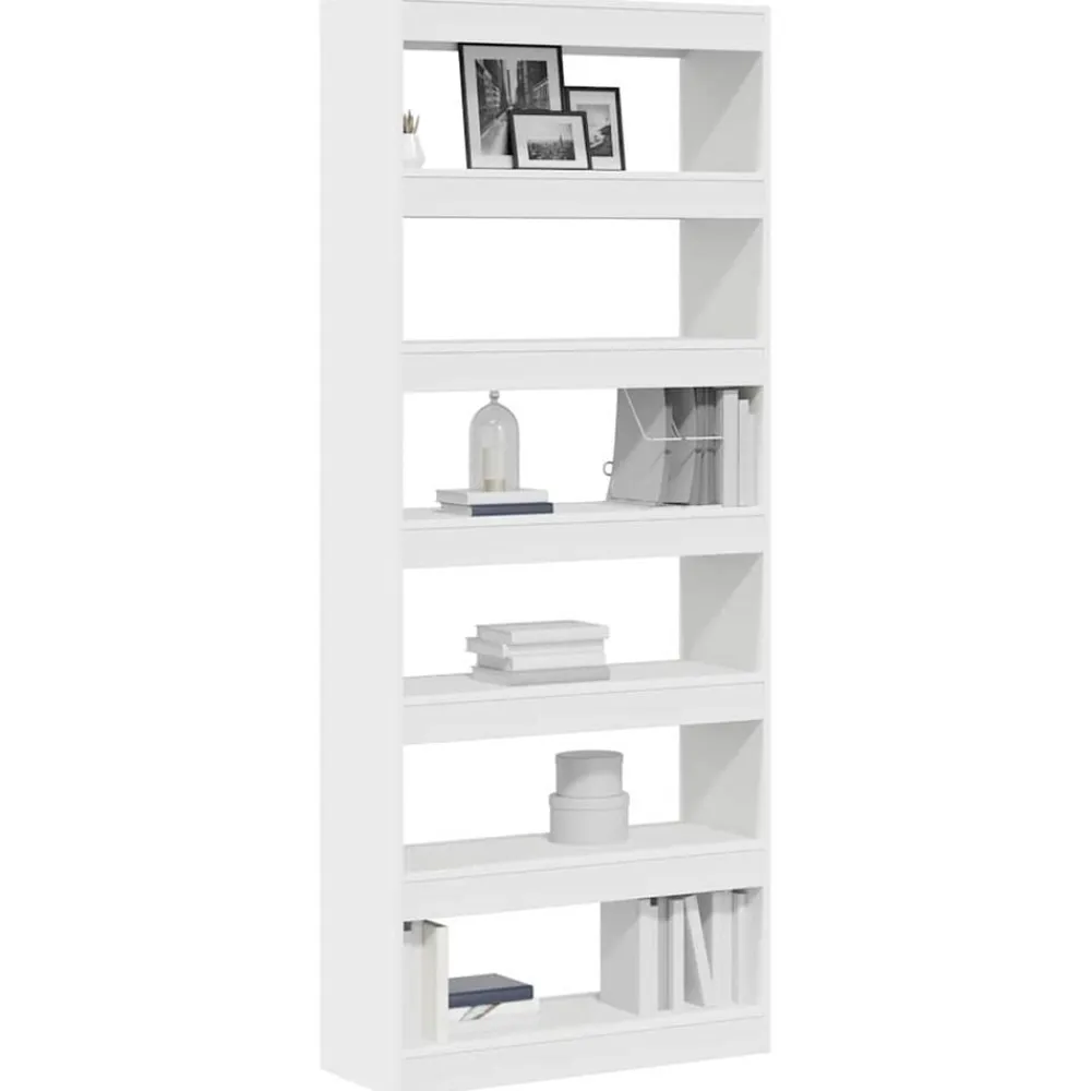 vidaXL Librería con estante 80 x 30 x 198 cm Madera de ingeniería White Clearance