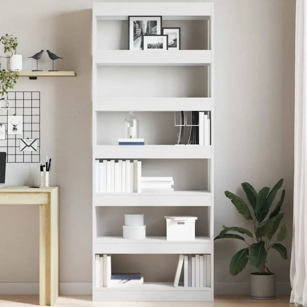vidaXL Librería con estante 80 x 30 x 198 cm Madera de ingeniería White Clearance