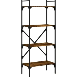 vidaXL Librería de 4 estantes madera 56x31,5x138,5 cm Roble ahumado Online