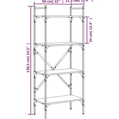 vidaXL Estanterías-Librería de 4 estantes madera 56x31,5x138,5 cm