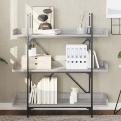 vidaXL Librería de 3 estantes madera 100x33x108,5 cm Gris sonoma Discount