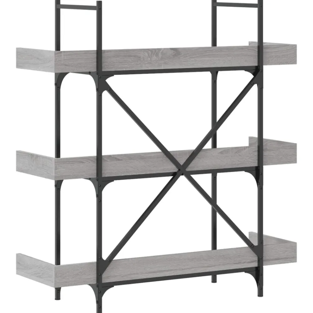 vidaXL Librería de 3 estantes madera 100x33x108,5 cm Gris sonoma Discount