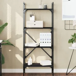 vidaXL Librería de 4 estantes madera ingeniería 56x31,5x138,5 cm Negro Online