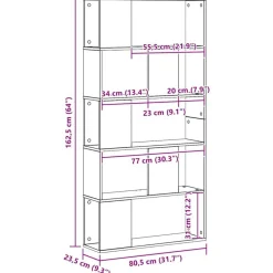 vidaXL Estanterías-Librería de 5 niveles madera artesanal 80,5x23,5x162,5 cm