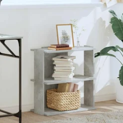 vidaXL Estanterías-Librería de 3 niveles madera gris hormigón 60x30x60 cm
