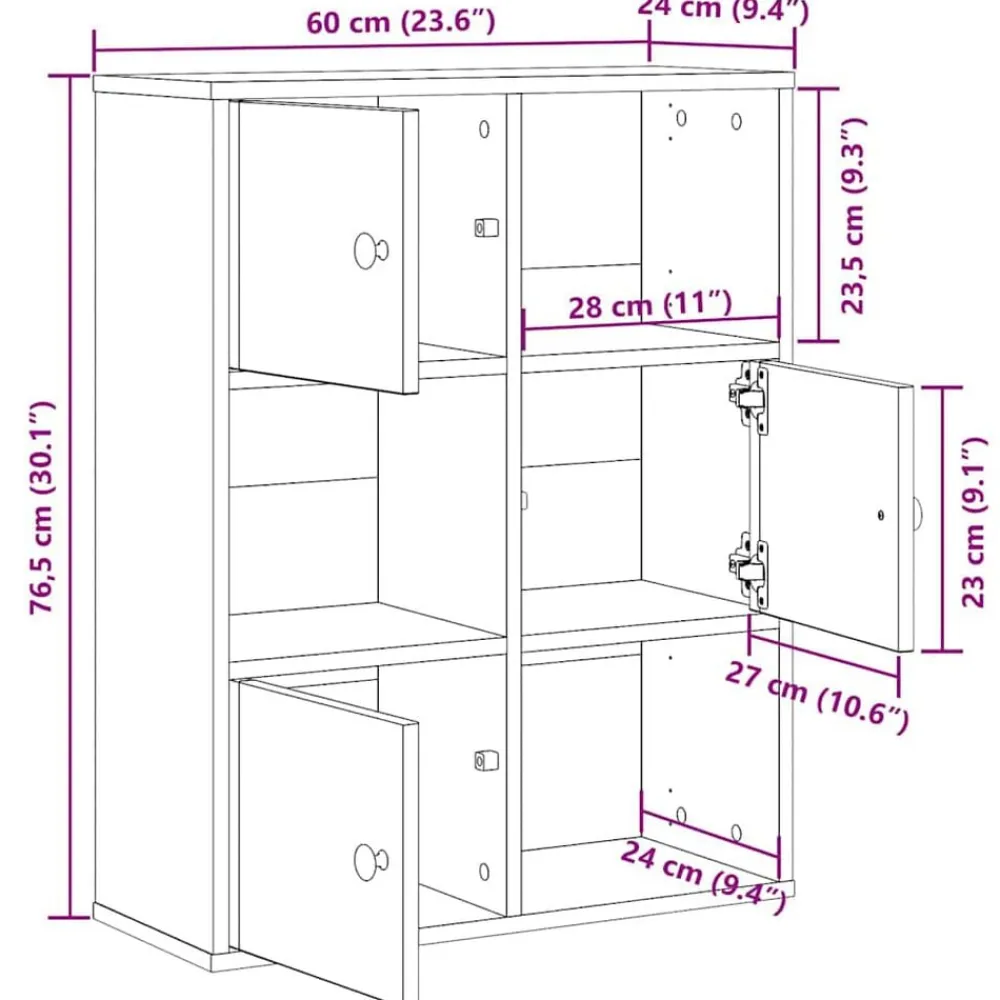 vidaXL Estanterías-Librería de madera contrachapada roble 60x24x76,5 cm