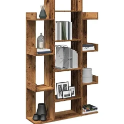 vidaXL Estanterías-Librería de madera contrachapada envejecida 86x25,5x140 cm
