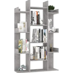 vidaXL Librería de madera contrachapada gris hormigón 86x25,5x140 cm Gris hormigón New