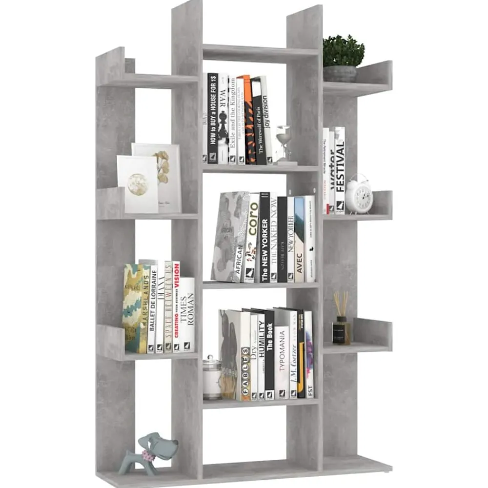 vidaXL Librería de madera contrachapada gris hormigón 86x25,5x140 cm Gris hormigón New