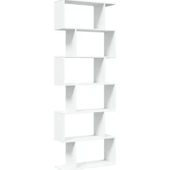 vidaXL Librería divisor 6 niveles madera ingeniería 70x24x193cm Blanco Clearance