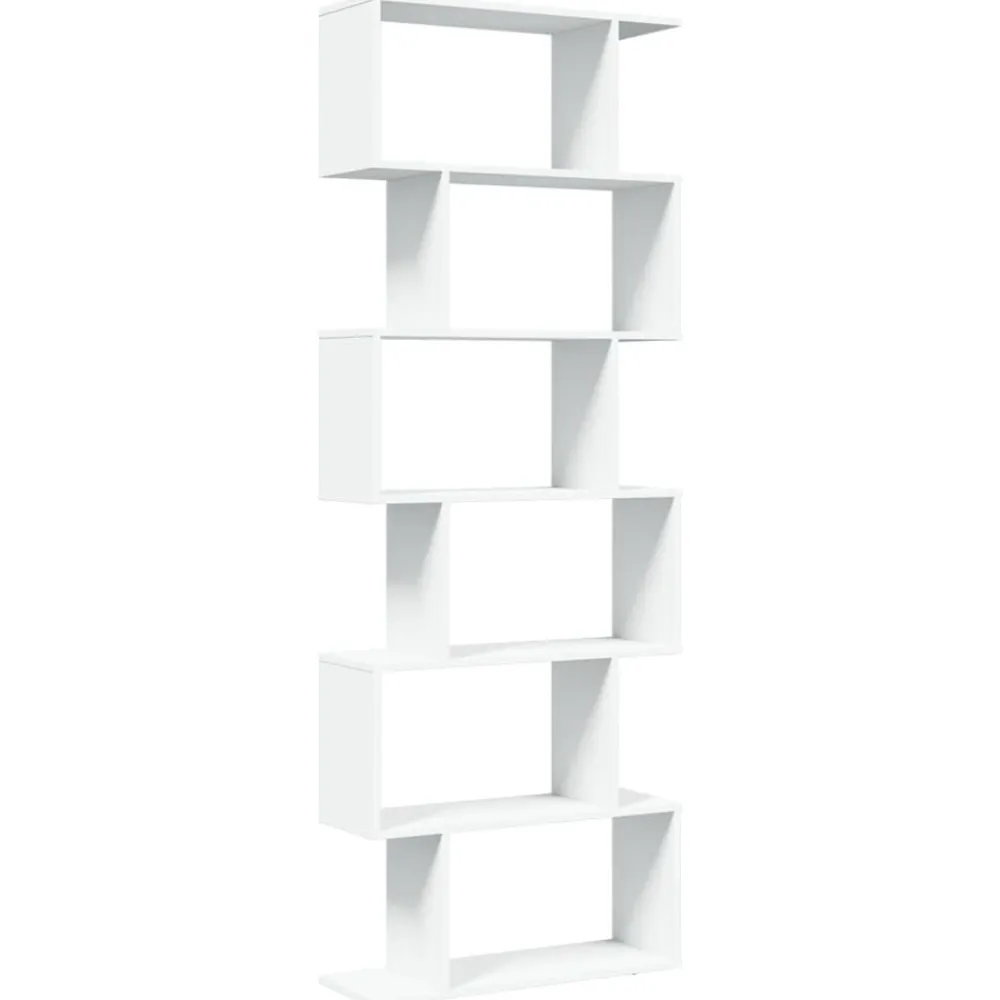 vidaXL Librería divisor 6 niveles madera ingeniería 70x24x193cm Blanco Clearance