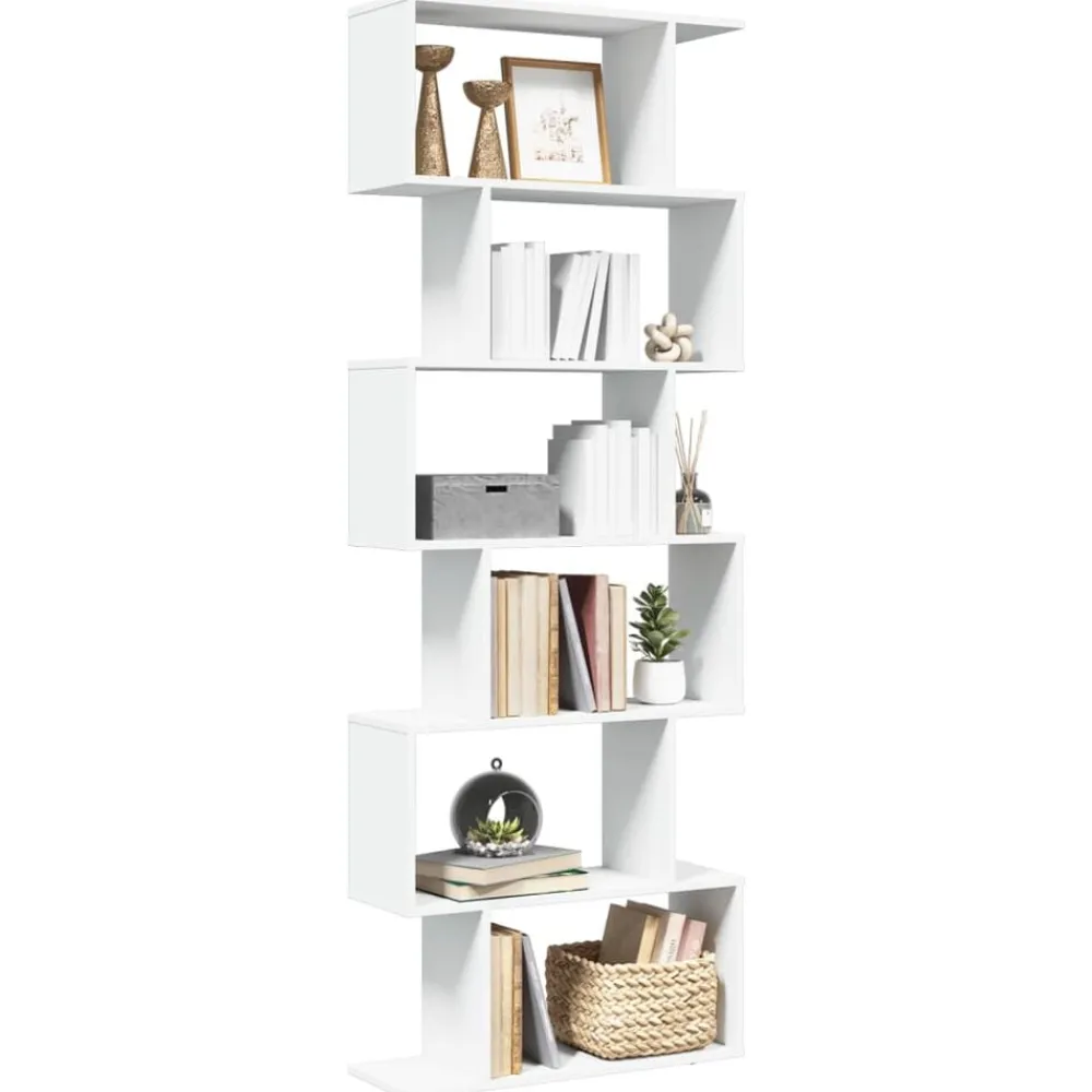 vidaXL Librería divisor 6 niveles madera ingeniería 70x24x193cm Blanco Clearance