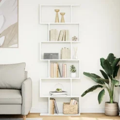 vidaXL Librería divisor 6 niveles madera ingeniería 70x24x193cm Blanco Clearance