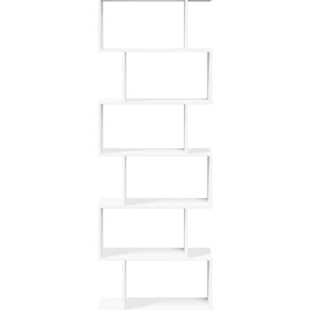 vidaXL Librería divisor 6 niveles madera ingeniería 70x24x193cm Blanco Clearance
