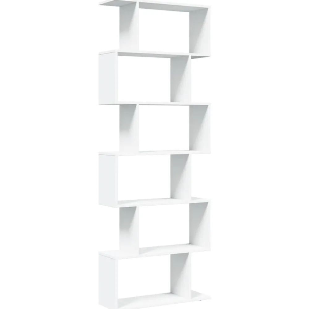 vidaXL Librería divisor 6 niveles madera ingeniería 70x24x193cm Blanco Clearance