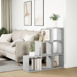 vidaXL Estanterías-Librería divisor 3 niveles madera gris hormigón 99x29x99 cm