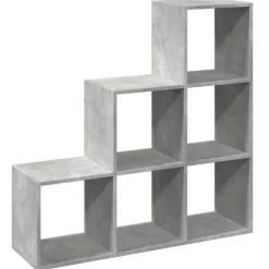 vidaXL Estanterías-Librería divisor 3 niveles madera gris hormigón 99x29x99 cm