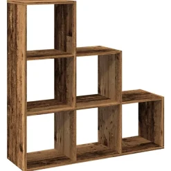 vidaXL Estanterías-Librería divisor 3 niveles madera envejecida 99x29x99 cm