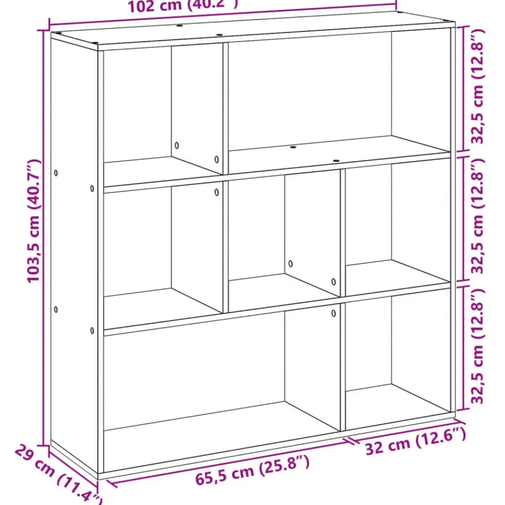 vidaXL Librería divisor madera ingeniería 102x29x103,5 cm Gris sonoma