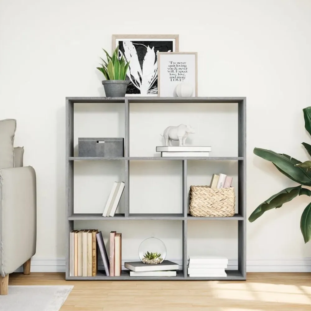 vidaXL Librería divisor madera ingeniería 102x29x103,5 cm Gris sonoma