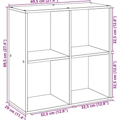 vidaXL Librería divisor madera ingeniería envejecida 69,5x29x69,5 cm Madera antigua Hot