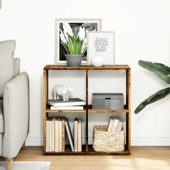 vidaXL Librería divisor madera ingeniería envejecida 69,5x29x69,5 cm Madera antigua Hot