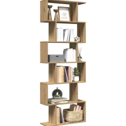 vidaXL Librería divisora 6 niveles madera 70x24x193 cm Roble artisan Sale