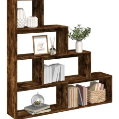 vidaXL Librería divisora 4 niveles 143,5x29x143,5 cm Roble ahumado Best
