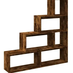 vidaXL Librería divisora 4 niveles 143,5x29x143,5 cm Roble ahumado Best