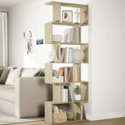 vidaXL Estanterías-Librería divisora 6 niveles madera 70x24x193 cm