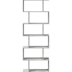 vidaXL Estanterías-Librería divisora 6 niveles madera gris hormigón 70x24x193 cm