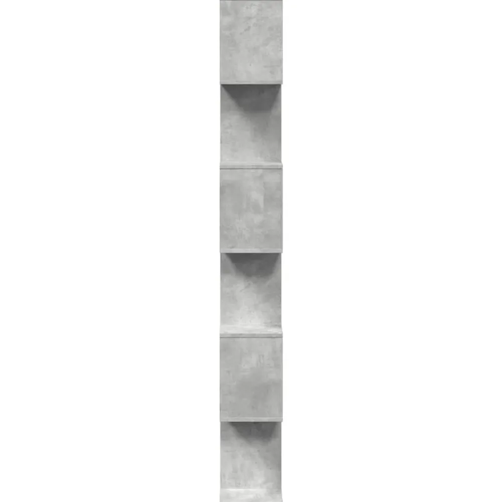 vidaXL Estanterías-Librería divisora 6 niveles madera gris hormigón 70x24x193 cm