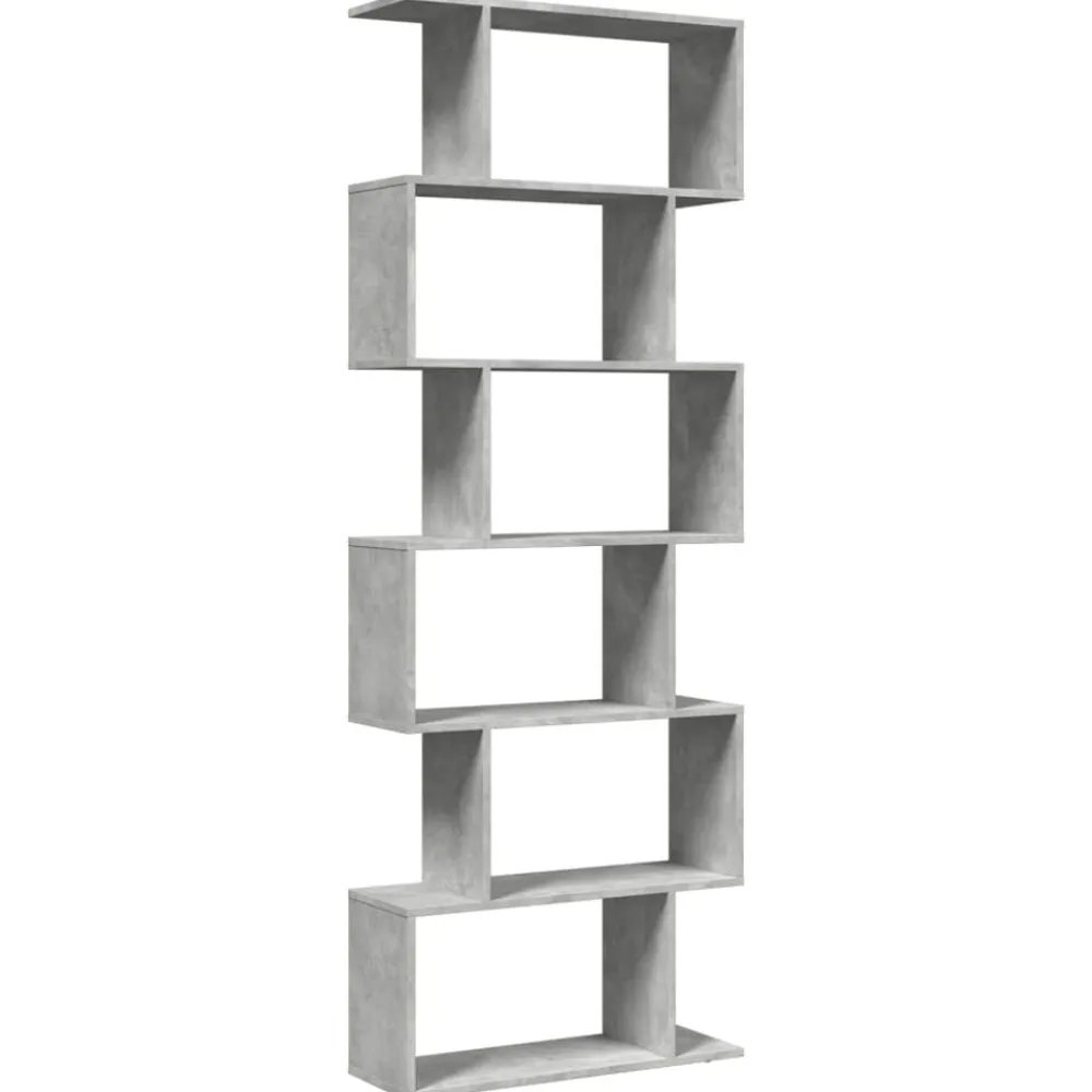 vidaXL Estanterías-Librería divisora 6 niveles madera gris hormigón 70x24x193 cm