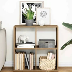 vidaXL Librería divisora madera 69,5x29x69,5 cm Roble artisan New