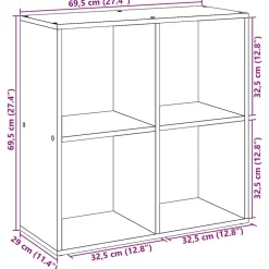 vidaXL Librería divisora madera 69,5x29x69,5 cm Roble artisan New