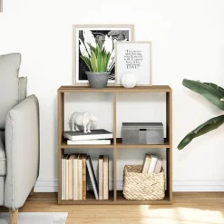 vidaXL Librería divisora madera 69,5x29x69,5 cm Roble artisan New