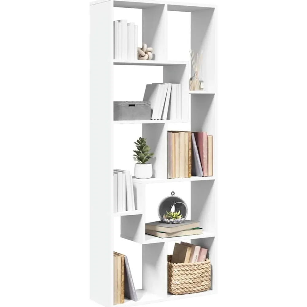 vidaXL Librería divisora madera ingeniería blanca 67x25x161,5 cm Blanco Sale